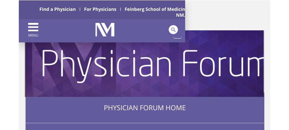 Physician Forum masthead from Northwestern Medicine, where the feature was published.